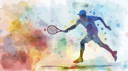 Tennis Sport Silhouette Aquarell