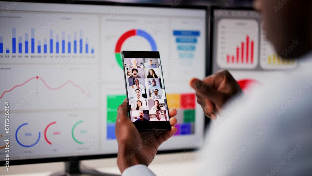 Poster remote conference webinar and kpi dashboard chart