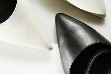 Close up texture of leather high heels