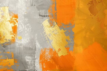 Abstract artistic background. Golden brushstrokes. Textured background. Oil on canvas. modern Art. Geometric, orange, gray,