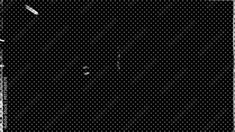 Poster black background with fast moving particles and scratches and a halftone effect