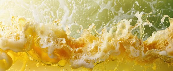 Foamy Beer Splashes, Intricate Textures, Dynamic Forms, International Beer Day Background