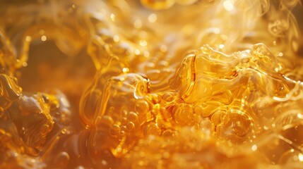 Abstract golden liquid splash for food or beverage designs