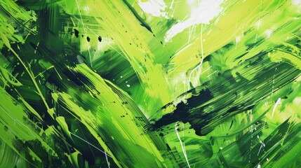 Abstract Green and Yellow Paint Strokes Background
