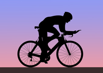 Obraz premium 夕暮のロードバイク イラスト