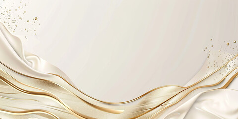 Luxurious abstract background with golden and white waves and golden sparks