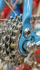 Detailed view of bicycle chain and gears, showcasing mechanical intricacies   olympic sport theme