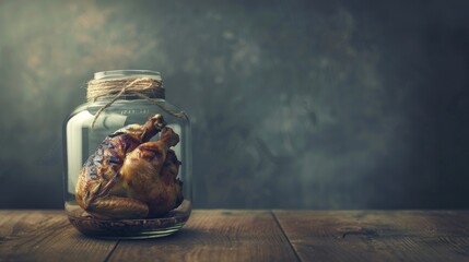 Chicken in a jar: a surreal and thought-provoking image