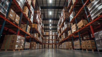 front view of boxes in a warehouse on pallet racks 5