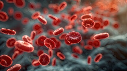 Blood circulation vessels illustration medical research, flow inside body, red cells