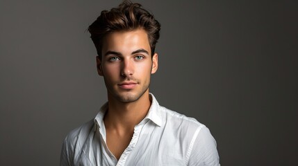 Obraz premium full studio photos of a young casual business man, in a white shirt