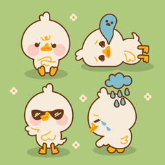 Naklejka premium Duck Sticker Illustration Emoticon Logo Mascot