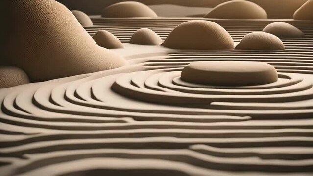 zen garden zen, Zen garden, with minimalist rock formations, raked sand patterns.