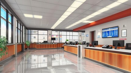 Obraz premium Bright warm colors, banking counter