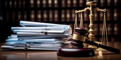 Piles Judicial Court Files And Judge Gavel