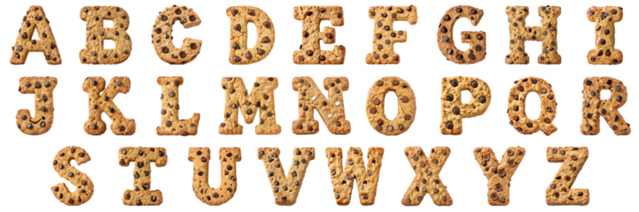 English letter group png transparent with no background mockup in cookie style