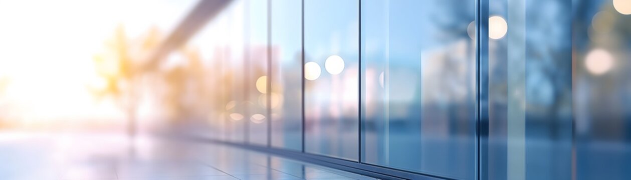 Blurred glass wall of a modern office building, concept background office and financial center