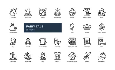 fairy tale legend folklore detailed outline icon ser