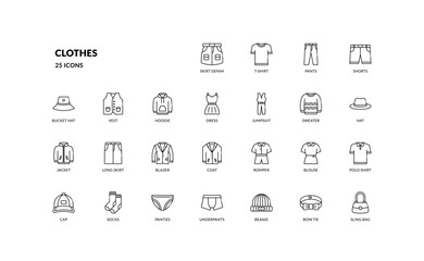 clothes fashion clothing apparel detailed icon set