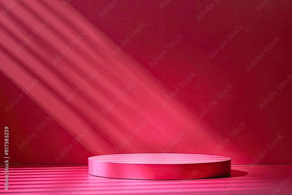 Poster a pink background with a shadow on it. the shadow is on a red square