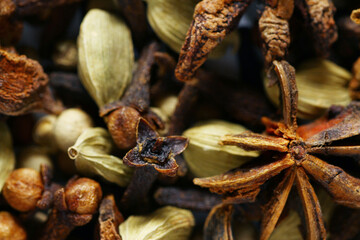 Close up of spices use in cooking and chai tea