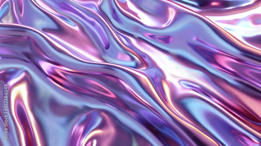 Poster a purple fabric with a shiny, reflective surface. the fabric is flowing and he is made of a syntheti