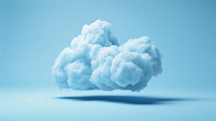 A fluffy white cloud is prominently visible against a clear blue sky background. The cloud appears soft and billowy in the bright blue atmosphere