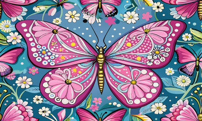 seamless background with butterflies