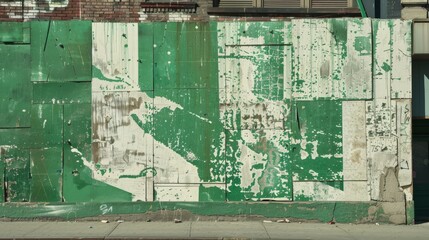 Green graffiti art on a weathered concrete wall for urban or abstract designs