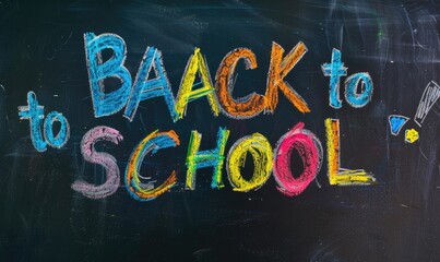 Back to school written in chalk on a black school blackboard