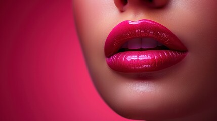 Obraz premium Close up shot photo of a woman lips