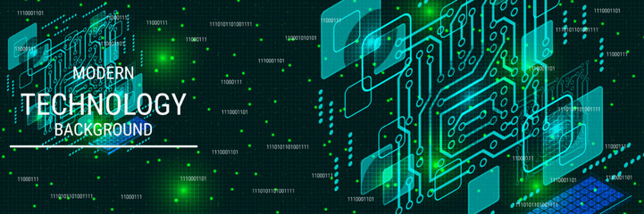 Modern technology style vector banner design template