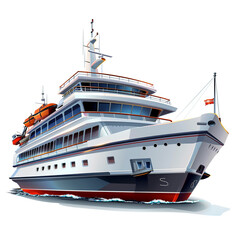 Fototapeta premium Fast passenger ship isolated white background