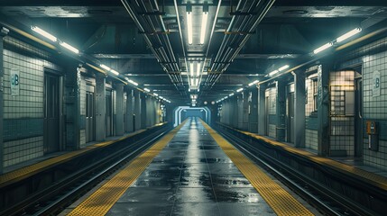 Obraz premium Subway Train Station, Generative AI