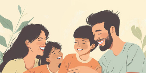 Antidepressants: A happy family spends quality time together, laughter filling the air.