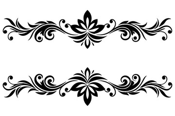 Set of ornamental borders vector art illustration