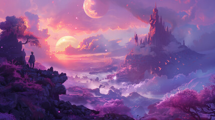 landscape with moon and clouds