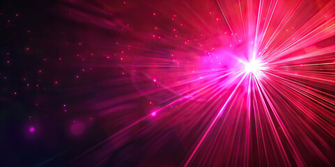 Fototapeta premium Vibrant Magenta Flare: A fiery red-violet light illuminates a small corner of the frame, radiating outward from a single source