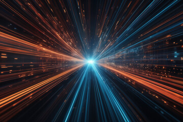 Obraz premium mesmerizing abstract depicts high-speed global data transfer: wavy flashes, ultra-fast broadband, cyber tech motion