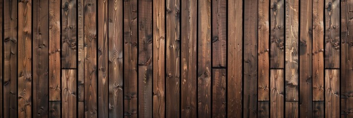Wood background banner panorama long - Brown wooden acoustic panels wall texture, seamless pattern.