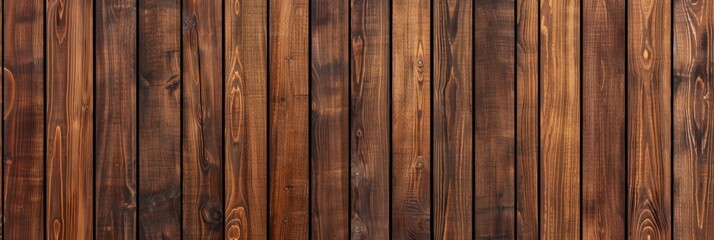 Fototapeta premium Wood background banner panorama - Texture of brown wooden panel wall, seamless pattern.