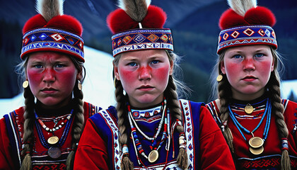 Obraz premium International Day of the World's Indigenous Peoples. The Sami tribe of Scandinavia