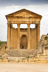 Obraz premium The Capitol. Dougga Roman city ruins. Tunisia