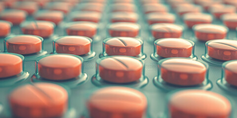 Fototapeta premium Adderall tablets line up neatly, ready for their daily dose of focus enhancement