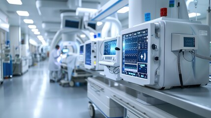 doctor working in futuristic hospital with medical high tech healthcare