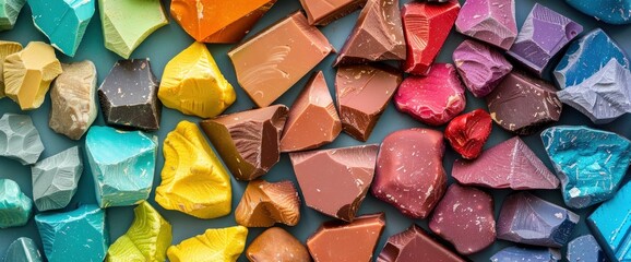 Abstract Background World Chocolate Day, Colorful Chocolate Pieces, World Chocolate Day Background