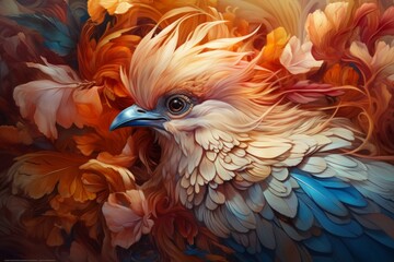 The Art of Feathers A Colorful Bird Illustration