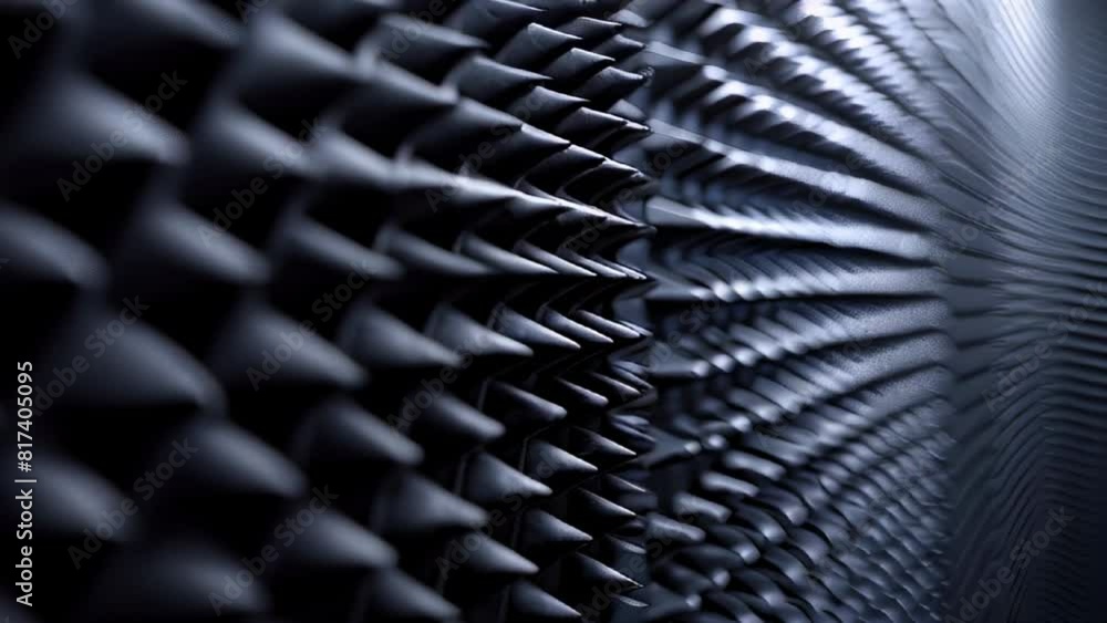 Poster close-up of textured surface with repeating geometric patterns in shades black and gray