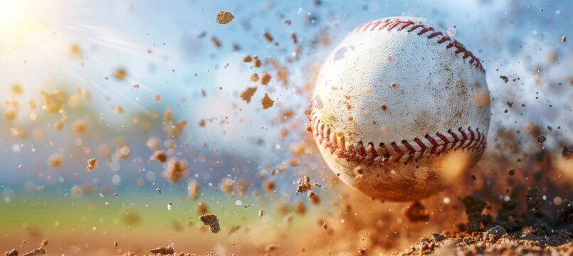 Dynamic freeze frame  baseball bat striking ball in summer olympic games sport moment