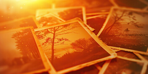 The warm amber of old photographs flicker in nostalgia. Antique film.